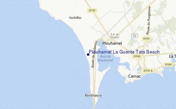 mapa de ubicación de Plouharnel La Guerite Tata Beach