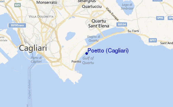 mapa de ubicación de Poetto (Cagliari)