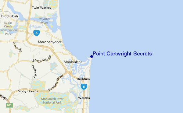 mapa de ubicación de Point Cartwright/Secrets
