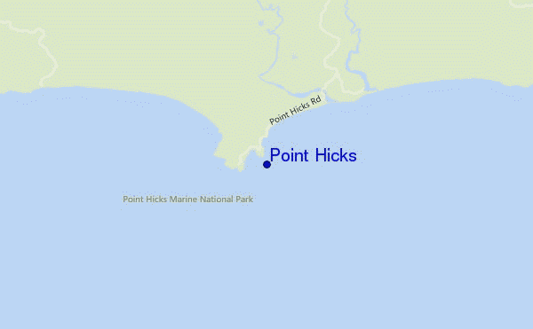 mapa de ubicación de Point Hicks