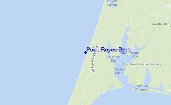 mapa de ubicación de Point Reyes Beach