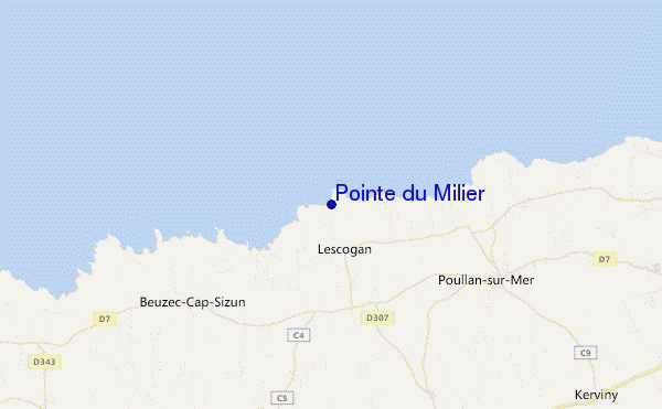 mapa de ubicación de Pointe du Milier