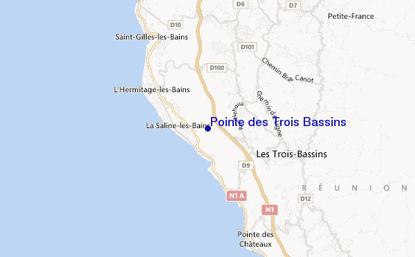 mapa de ubicación de Pointe des Trois Bassins