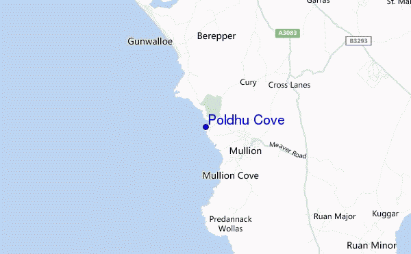 mapa de ubicación de Poldhu Cove