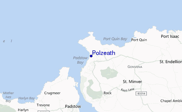 mapa de ubicación de Polzeath