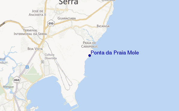 mapa de ubicación de Ponta da Praia Mole