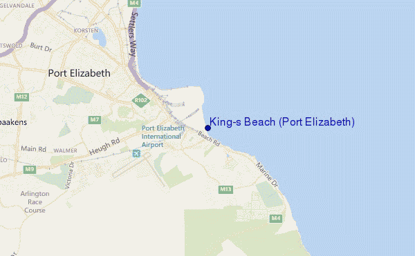 mapa de ubicación de King's Beach (Port Elizabeth)