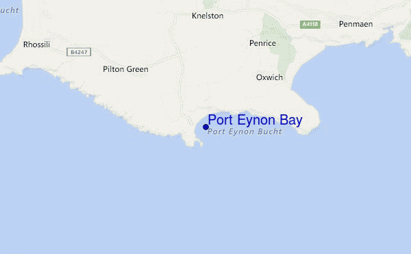 mapa de ubicación de Port Eynon Bay