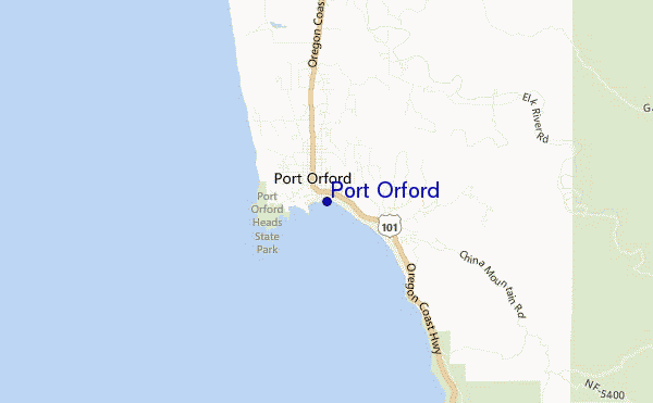 mapa de ubicación de Port Orford