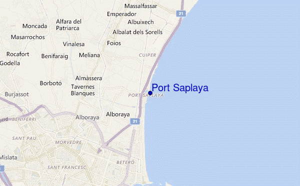 mapa de ubicación de Port Saplaya
