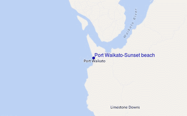 mapa de ubicación de Port Waikato-Sunset beach