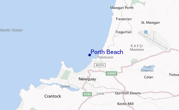 mapa de ubicación de Porth Beach