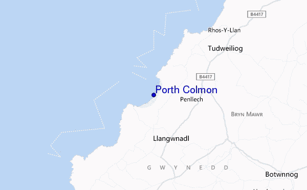 mapa de ubicación de Porth Colmon