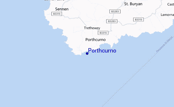 mapa de ubicación de Porthcurno