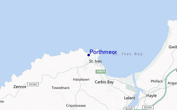 mapa de ubicación de Porthmeor