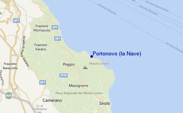mapa de ubicación de Portonovo (la Nave)