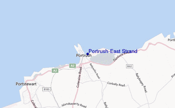 mapa de ubicación de Portrush-East Strand