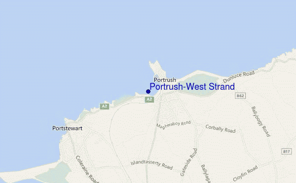 mapa de ubicación de Portrush-West Strand