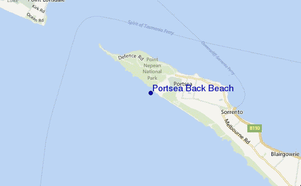 mapa de ubicación de Portsea Back Beach