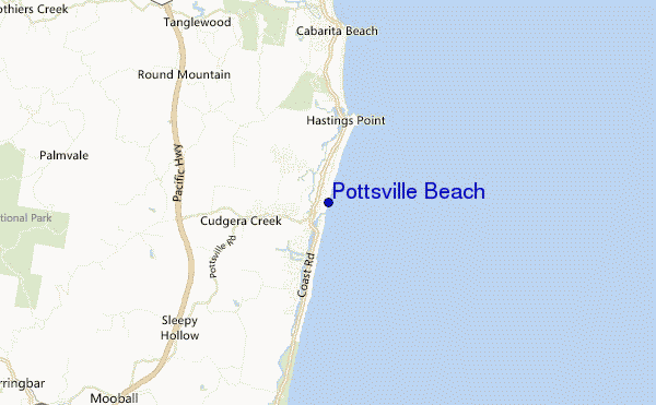 mapa de ubicación de Pottsville Beach