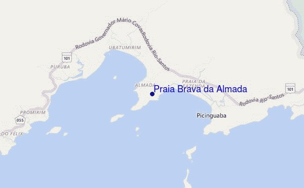 mapa de ubicación de Praia Brava da Almada