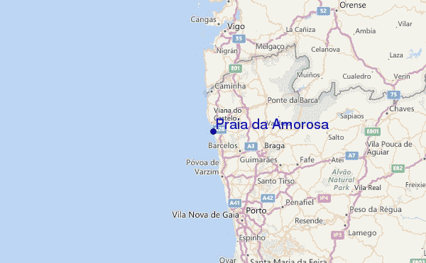 amorosa mapa Praia da Amorosa Previsiones de Olas e Boletín de Surf (Douro 