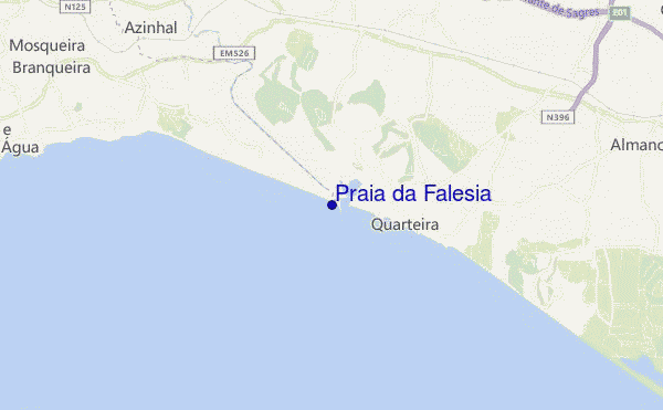 mapa de ubicación de Praia da Falésia