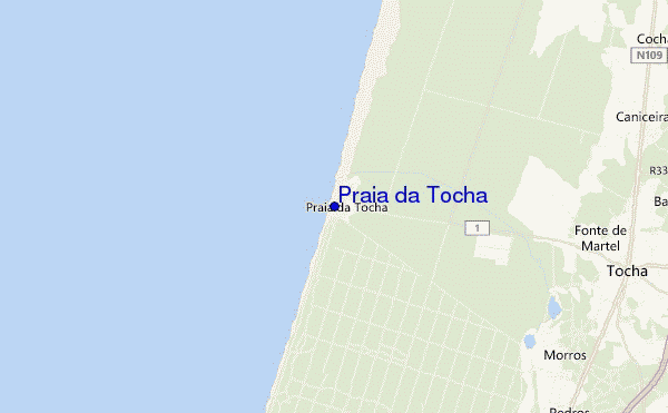 mapa de ubicación de Praia da Tocha