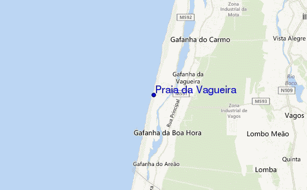 mapa de ubicación de Praia da Vagueira