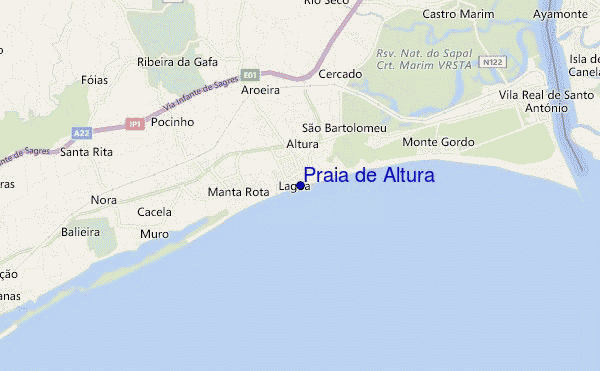 mapa de ubicación de Praia de Altura