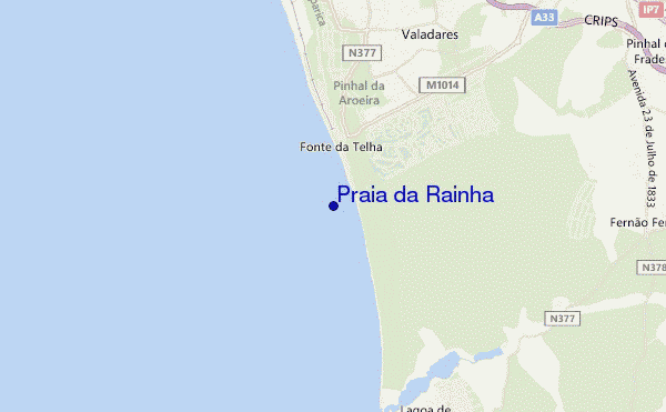mapa de ubicación de Praia da Rainha