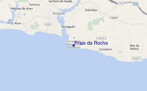 mapa de ubicación de Praia da Rocha