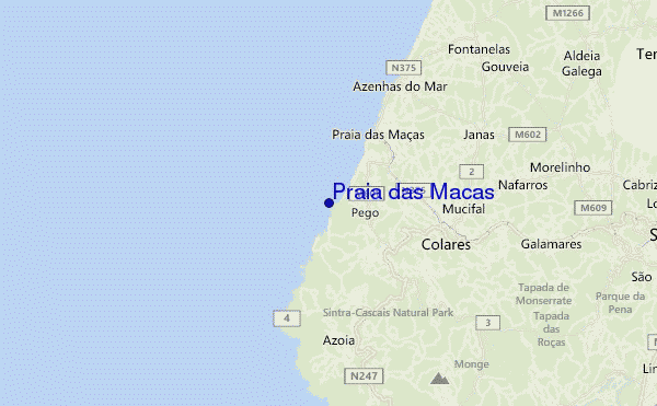 mapa de ubicación de Praia das Macas