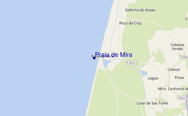 mapa de ubicación de Praia de Mira