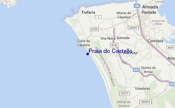 mapa de ubicación de Praia do Castello