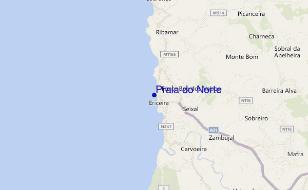 mapa de ubicación de Praia do Norte