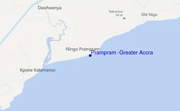 mapa de ubicación de Prampram (Greater Accra)
