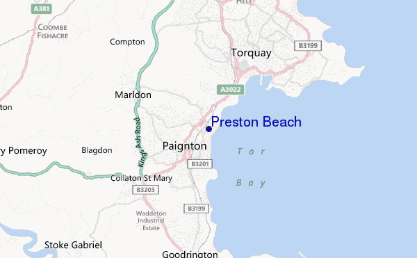 mapa de ubicación de Preston Beach