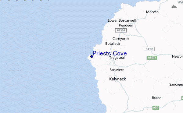 mapa de ubicación de Priests Cove