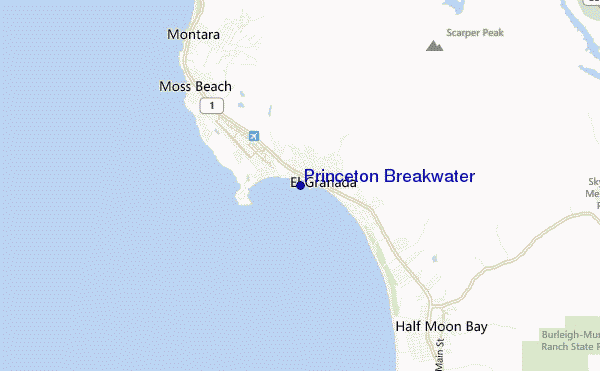 mapa de ubicación de Princeton Breakwater
