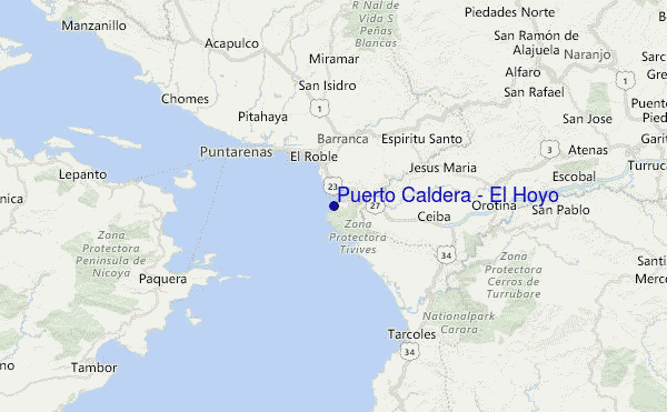 Puerto Caldera - El Hoyo Location Map