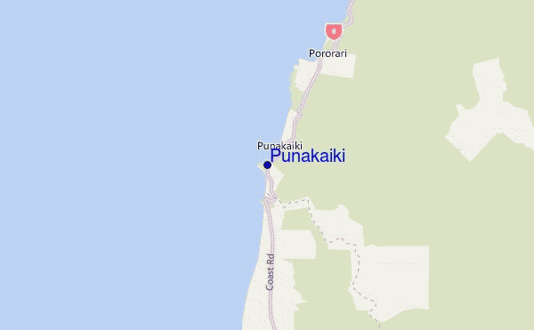 mapa de ubicación de Punakaiki