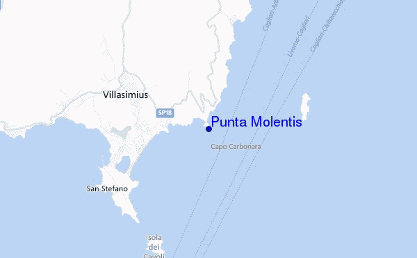 mapa de ubicación de Punta Molentis