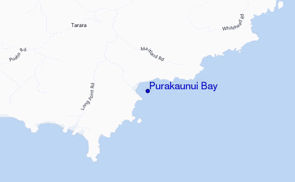 mapa de ubicación de Purakaunui Bay