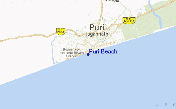mapa de ubicación de Puri Beach