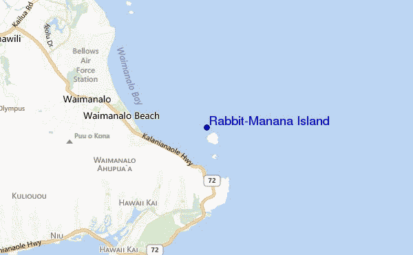 mapa de ubicación de Rabbit/Manana Island