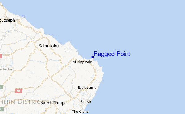 mapa de ubicación de Ragged Point
