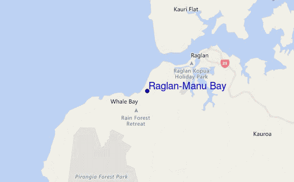 mapa de ubicación de Raglan-Manu Bay