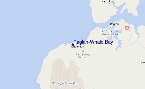 mapa de ubicación de Raglan-Whale Bay
