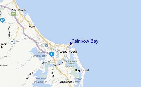 mapa de ubicación de Rainbow Bay